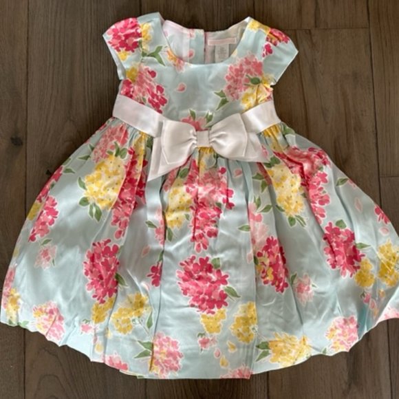 JANIE AND JACK GIRLS FLORAL SILK DRESS - Picture 1 of 2